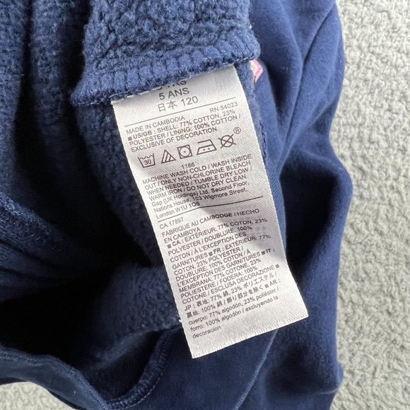 Baby Gap Girls Big Logo Hoodie Navy Blue and Pink Size 5 Years - Picture 6 of 8